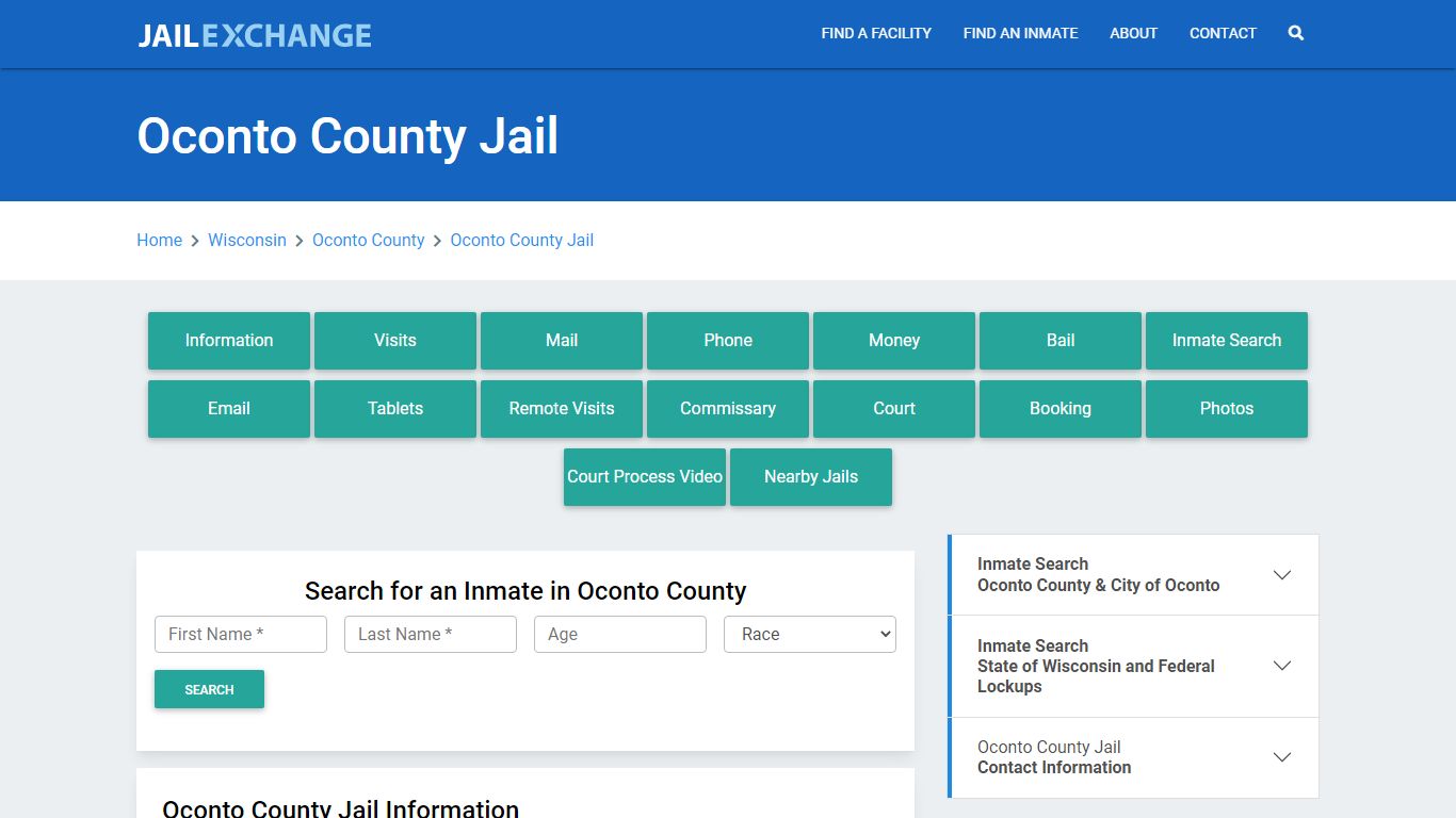 Oconto County Jail Roster Lookup, WI, Inmate Search