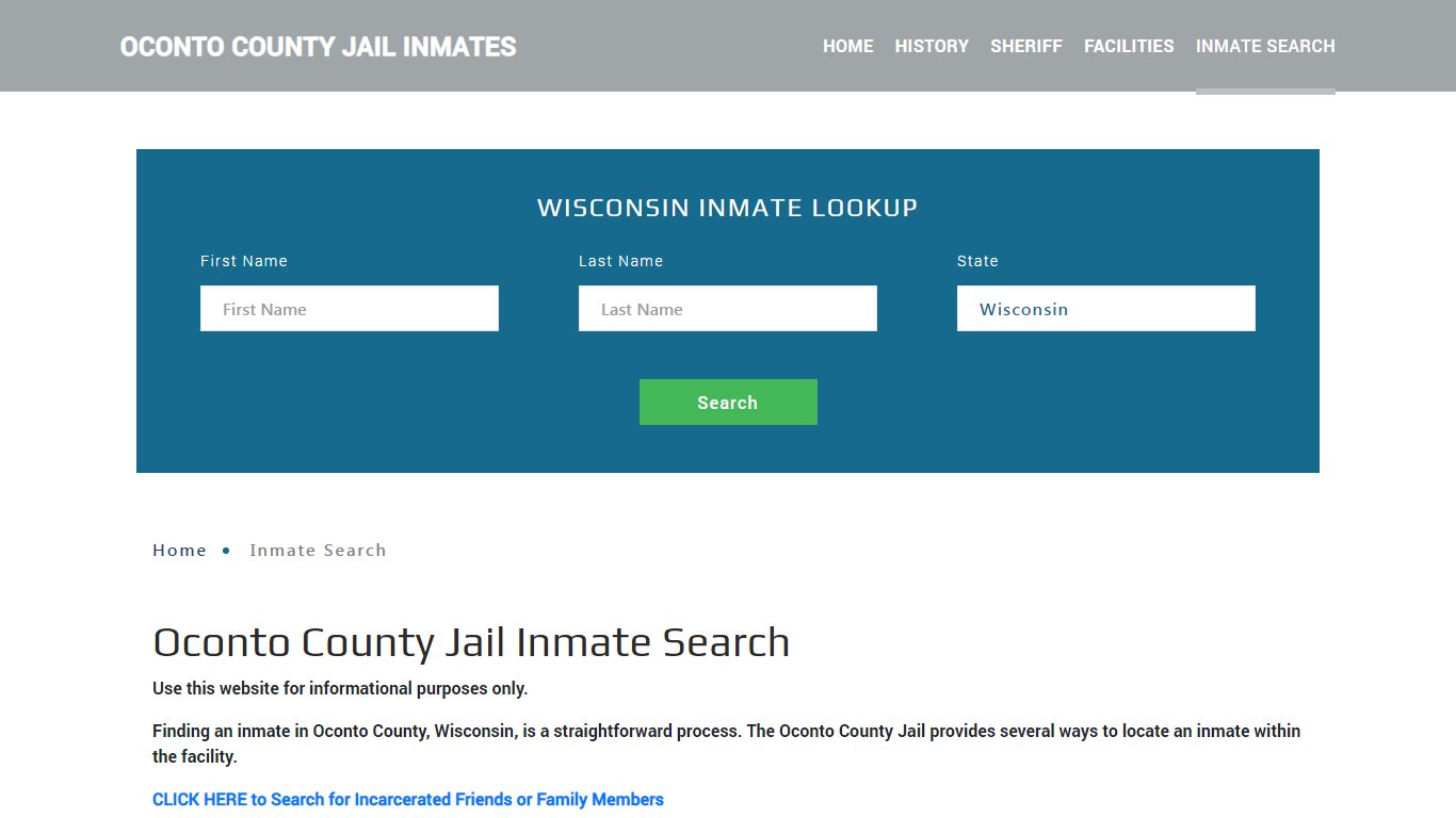 Oconto County, WI Detainee Lookup